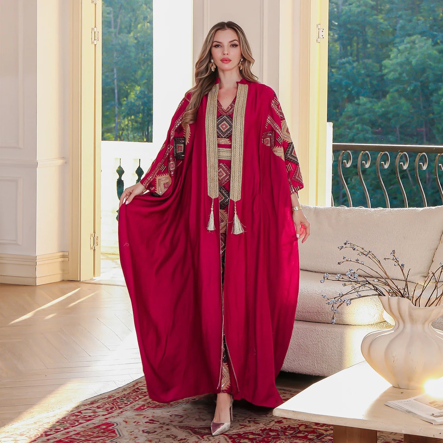 Embroidered 2-Piece Abaya