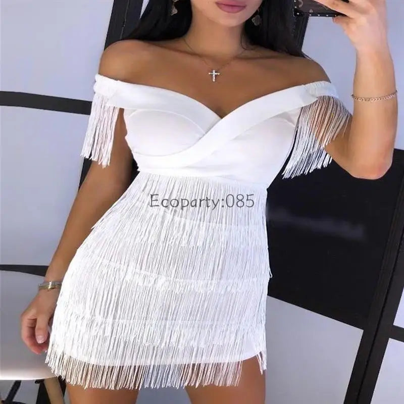 Fringed Evening Party Dress